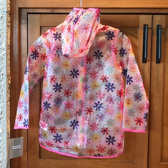 HUNTER ☔️ TRANSLUCENT FLORAL ZIP UP RAIN JACKET - Picture 2 of 10